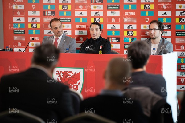 290224 - Picture shows New Cymru Women’s National Team Head Coach Rhian Wilkinson during a press conference at the Vale Resort hotel