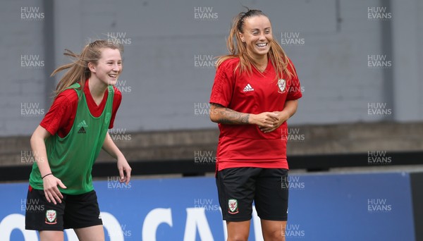 020919 - Wales Women's Media Conference and training session - Natasha Harding, right, during training session ahead of the Euro 2021 qualifying match against Northern Ireland