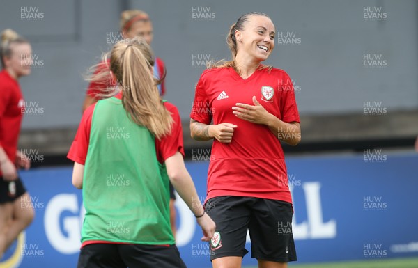020919 - Wales Women's Media Conference and training session - Natasha Harding, right, during training session ahead of the Euro 2021 qualifying match against Northern Ireland