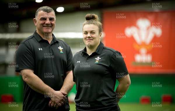 310118 - Wales Women Media Interview Session - Wales Women's coach Rowland Phillips and captain Carys Phillips after media session