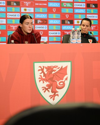 121026 - Wales Women Media Session - Angharad James  and Wales Manager Rhian Wilkinson speaks to the press ahead of their upcoming World Cup play-off match against Albania