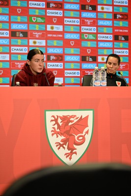 121026 - Wales Women Media Session - Angharad James  and Wales Manager Rhian Wilkinson speaks to the press ahead of their upcoming World Cup play-off match against Albania