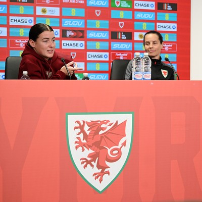 121026 - Wales Women Media Session - Angharad James  and Wales Manager Rhian Wilkinson speaks to the press ahead of their upcoming World Cup play-off match against Albania