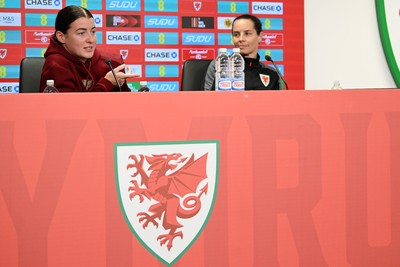 121026 - Wales Women Media Session - Angharad James  and Wales Manager Rhian Wilkinson speaks to the press ahead of their upcoming World Cup play-off match against Albania