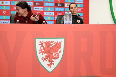 121026 - Wales Women Media Session - Angharad James  and Wales Manager Rhian Wilkinson speaks to the press ahead of their upcoming World Cup play-off match against Albania