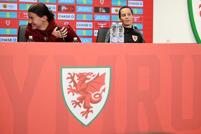 121026 - Wales Women Media Session - Angharad James  and Wales Manager Rhian Wilkinson speaks to the press ahead of their upcoming World Cup play-off match against Albania