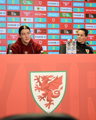 121026 - Wales Women Media Session - Angharad James  and Wales Manager Rhian Wilkinson speaks to the press ahead of their upcoming World Cup play-off match against Albania
