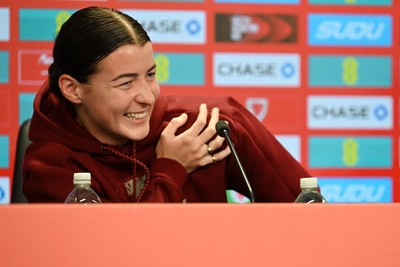 121026 - Wales Women Media Session - Angharad James  speaks to the press ahead of their upcoming World Cup play-off match against Albania