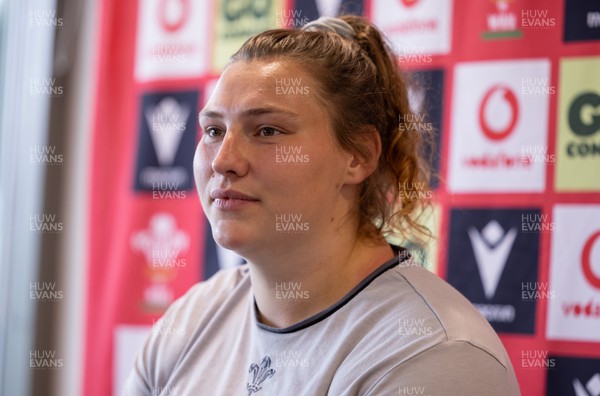 260923 - Wales Women Rugby Press Conference - Gwenllian Pyrs during a press conference at Stadium CSM, north Wales, ahead of the match against the USA