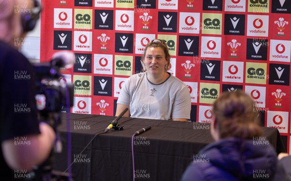 260923 - Wales Women Rugby Press Conference - Gwenllian Pyrs during a press conference at Stadium CSM, north Wales, ahead of the match against the USA