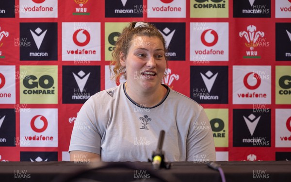 260923 - Wales Women Rugby Press Conference - Gwenllian Pyrs during a press conference at Stadium CSM, north Wales, ahead of the match against the USA