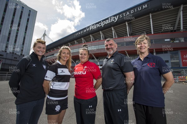 050619 - Wales Women Press Conference - Barbarians Coach Rachel Taylor, player Elinor Snowsill, Wales Captain Carys Phillips and Head Coach Rowland Phillips with Crawshays Coach Liza Burgess