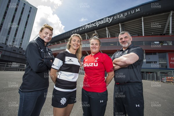 050619 - Wales Women Press Conference - Barbarians Coach Rachel Taylor, Player Elinor Snowsill with Wales Captin Carys Phillips and Head Coach Rowland Phillips