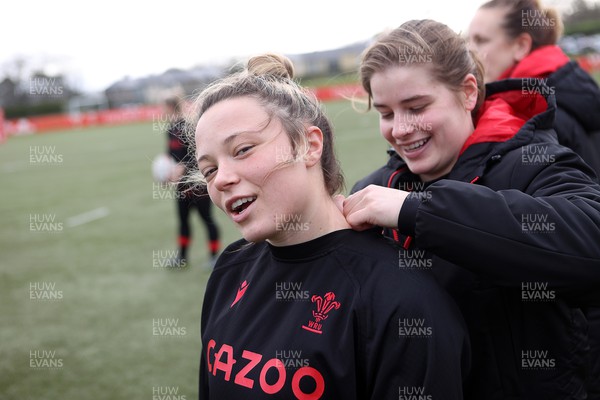 080222 - Behind the Scenes in the Wales Women Rugby Camp as they prepare for this 6 Nations Championship - Alisha Butchers and Bethan Lewis