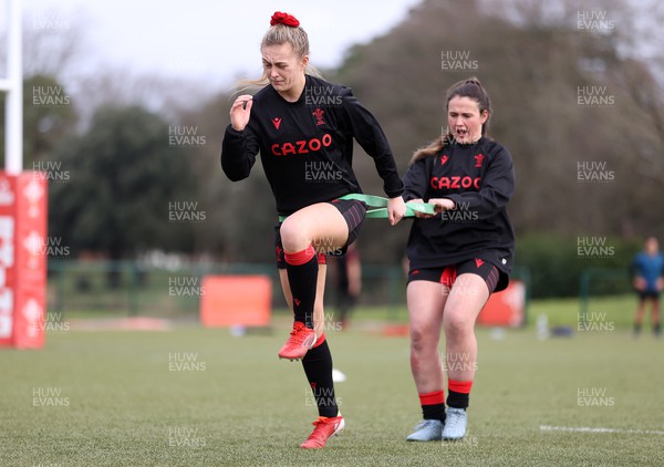 080222 - Behind the Scenes in the Wales Women Rugby Camp as they prepare for this years 6 Nations Championship - Hannah Jones and Kayleigh Powell