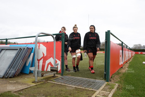 080222 - Behind the Scenes in the Wales Women Rugby Camp as they prepare for this years 6 Nations Championship - Bethan Lewis, Alisha Butchers and Sisilia Tuipulotu