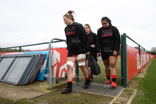 080222 - Behind the Scenes in the Wales Women Rugby Camp as they prepare for this years 6 Nations Championship - Alisha Butchers, Bethan Lewis and Sisilia Tuipulotu