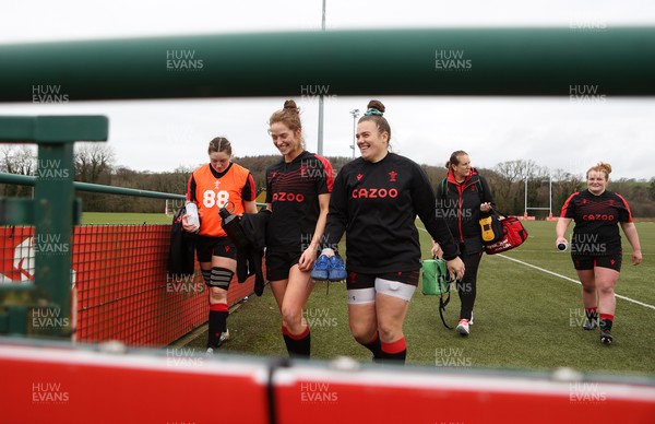 080222 - Behind the Scenes in the Wales Women Rugby Camp as they prepare for this years 6 Nations Championship - Gwen Crabb, Lisa Neumann, Carys Phillips, Jo Perkins, Cara Hope and Kerin Lake