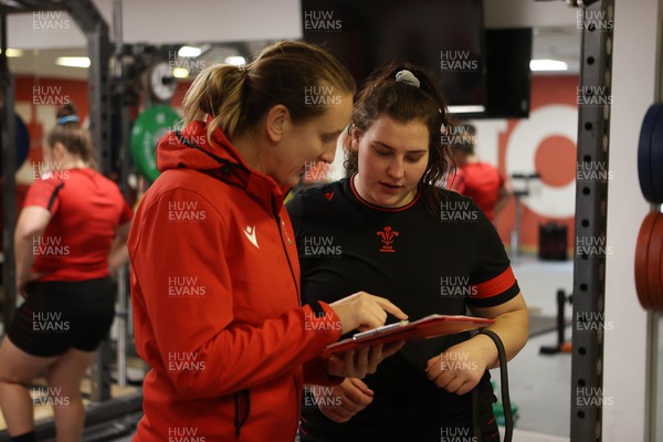 080222 - Behind the Scenes in the Wales Women Rugby Camp as they prepare for this years 6 Nations Championship - Jo Perkins and Gwenllian Pyrs