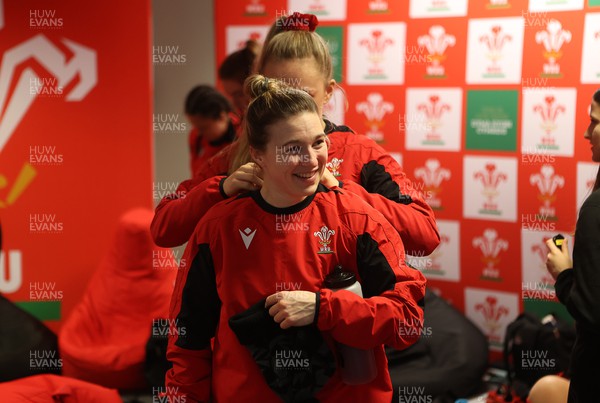 220222 - Behind the scenes with the Wales Women National Rugby team at the National Centre of Excellence at the Vale Resort Hotel - Keira Bevan and Hannah Jones