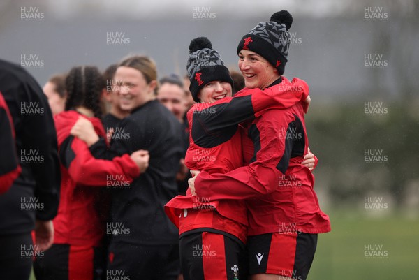 220222 - Behind the scenes with the Wales Women National Rugby team at the National Centre of Excellence at the Vale Resort Hotel - Keira Bevan and Siwan Lillicrap during training