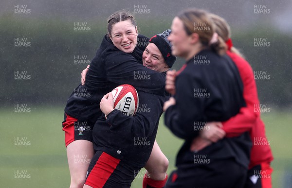 220222 - Behind the scenes with the Wales Women National Rugby team at the National Centre of Excellence at the Vale Resort Hotel - Gwen Crabb and Donna Rose during training