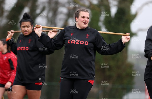 220222 - Behind the scenes with the Wales Women National Rugby team at the National Centre of Excellence at the Vale Resort Hotel - Carys Phillips during training