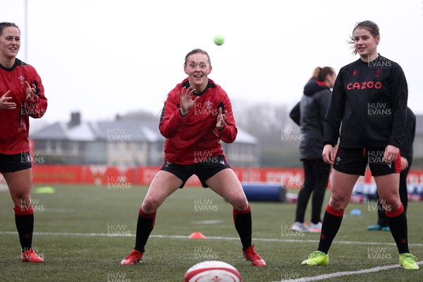 220222 - Behind the scenes with the Wales Women National Rugby team at the National Centre of Excellence at the Vale Resort Hotel - Hannah Jones during training