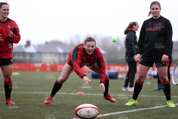 220222 - Behind the scenes with the Wales Women National Rugby team at the National Centre of Excellence at the Vale Resort Hotel - Hannah Jones during training