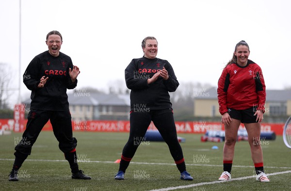 220222 - Behind the scenes with the Wales Women National Rugby team at the National Centre of Excellence at the Vale Resort Hotel - Alisha Butchers, Carys Phillips and Kayleigh Powell