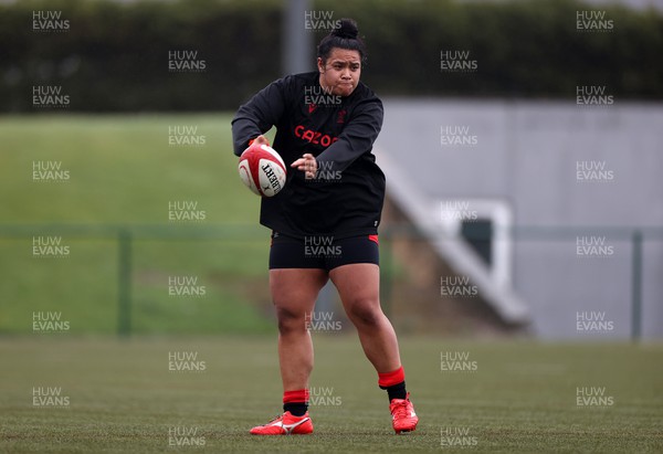 220222 - Behind the scenes with the Wales Women National Rugby team at the National Centre of Excellence at the Vale Resort Hotel - Sisilia Tuipulotu during training