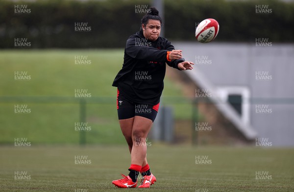 220222 - Behind the scenes with the Wales Women National Rugby team at the National Centre of Excellence at the Vale Resort Hotel - Sisilia Tuipulotu during training
