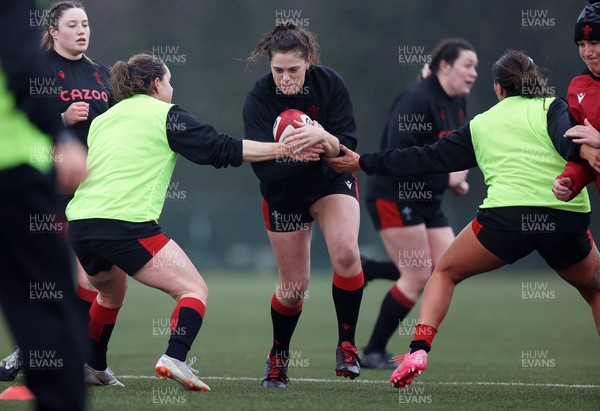 220222 - Behind the scenes with the Wales Women National Rugby team at the National Centre of Excellence at the Vale Resort Hotel - Natalia John during training