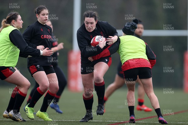 220222 - Behind the scenes with the Wales Women National Rugby team at the National Centre of Excellence at the Vale Resort Hotel - Cerys Hale during training