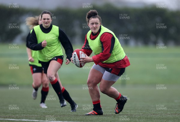 220222 - Behind the scenes with the Wales Women National Rugby team at the National Centre of Excellence at the Vale Resort Hotel - Lleucu George during training