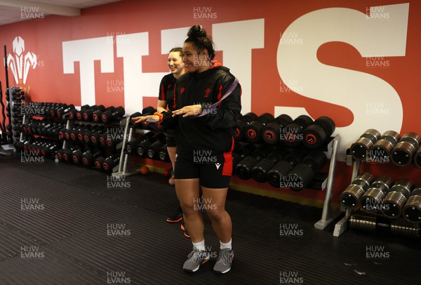 220222 - Behind the scenes with the Wales Women National Rugby team at the National Centre of Excellence at the Vale Resort Hotel - Gwen Crabb and Sisilia Tuipulotu