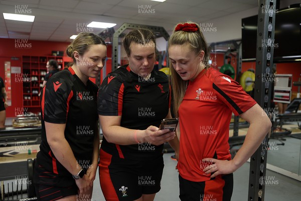 220222 - Behind the scenes with the Wales Women National Rugby team at the National Centre of Excellence at the Vale Resort Hotel - Alisha Butchers, Carys Phillips and Hannah Jones