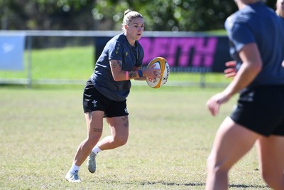 250725 - Wales Women Rugby Team Run at Surfers Paradise Rugby Club - Keira Bevan during Wales’ Captains Run ahead of the first test match against Australia