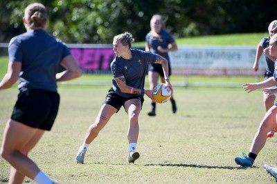 250725 - Wales Women Rugby Team Run at Surfers Paradise Rugby Club - Keira Bevan during Wales’ Captains Run ahead of the first test match against Australia