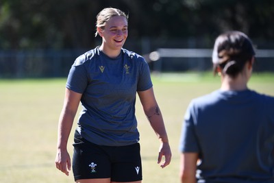 250725 - Wales Women Rugby Team Run at Surfers Paradise Rugby Club - Tilly Vucaj during Wales’ Captains Run ahead of the first test match against Australia