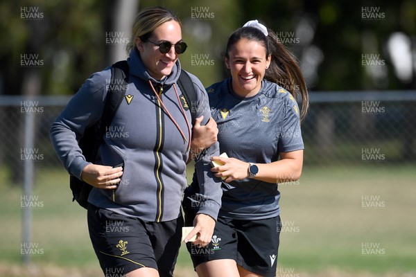 250725 - Wales Women Rugby Team Run at Surfers Paradise Rugby Club - Courtney Keight and Kayleigh Powell during Wales’ Captains Run ahead of the first test match against Australia