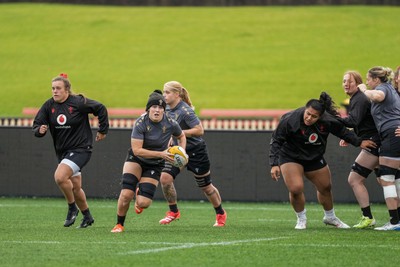 310725 - Wales Women Rugby Captain’s Run - Alex Callender and Bethan Lewis during Wales’ Captain’s Run ahead of the second test against Australia
