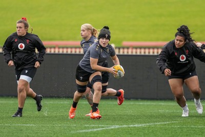 310725 - Wales Women Rugby Captain’s Run - Alex Callender and Bethan Lewis during Wales’ Captain’s Run ahead of the second test against Australia