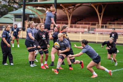310725 - Wales Women Rugby Captain’s Run - Bethan Lewis breaks during Wales’ Captain’s Run ahead of the second test against Australia