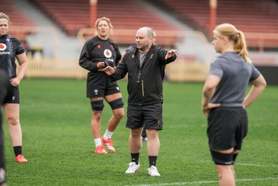 310725 - Wales Women Rugby Captain’s Run - Sean Lynn, Wales Women head coach during Wales’ Captain’s Run ahead of the second test against Australia