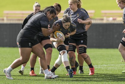 310725 - Wales Women Rugby Captain’s Run - Gwen Crabb and Sisilia Tuipulotu during Wales’ Captain’s Run ahead of the second test against Australia