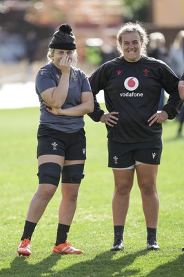 310725 - Wales Women Rugby Captain’s Run -Alex Callender and Carys Phillips during Wales’ Captain’s Run ahead of the second test against Australia