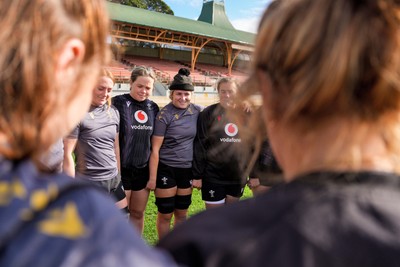 310725 - Wales Women Rugby Captain’s Run - Maisie Davies and Alex Callender during Wales’ Captain’s Run ahead of the second test against Australia