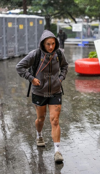 310725 - Wales Women Rugby Captain’s Run - Players and management arrive in the rain for Wales’ Captain’s Run ahead of the second test against Australia