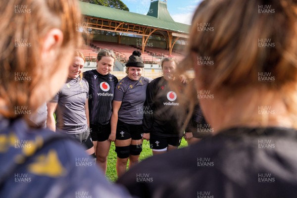 310725 - Wales Women Rugby Captain’s Run - Maisie Davies and Alex Callender during Wales’ Captain’s Run ahead of the second test against Australia